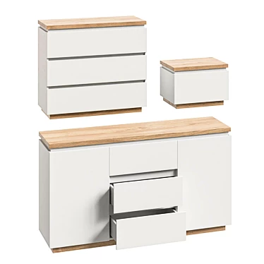 Elegant Issa Set of Drawers 3D model image 1 