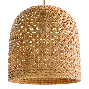 Boho Bali Rattan Pendant Lamp 3D model image 1 