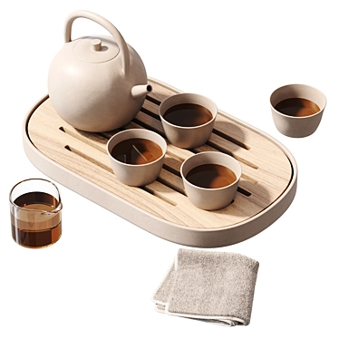 Elegant Tea Decor Set 3D model image 1 