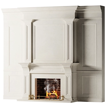 Classical Stone Living Room Fireplace 3D model image 1 