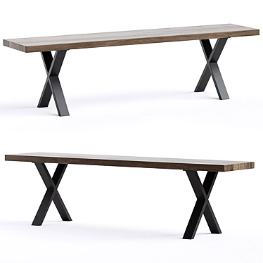 Stylish Azariah Wood Bench 3D model image 1 