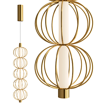 Golden Cage Pendant LED Light 3D model image 1 