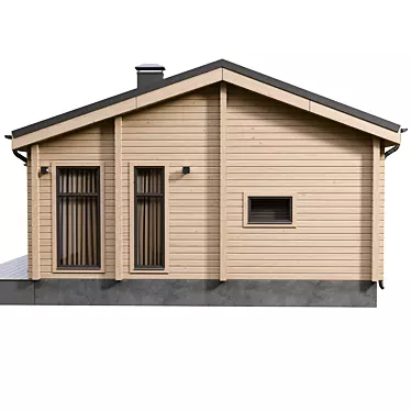 Single-Story Laminated Log House 3D model image 1 