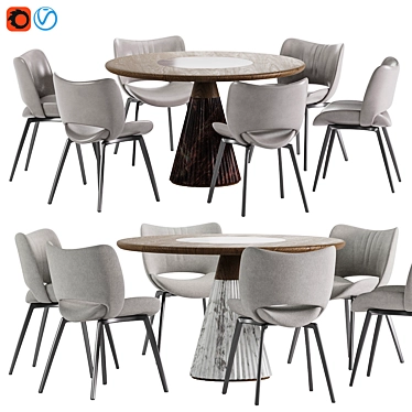 Elegant Dining Set with Chair 3D model image 1 