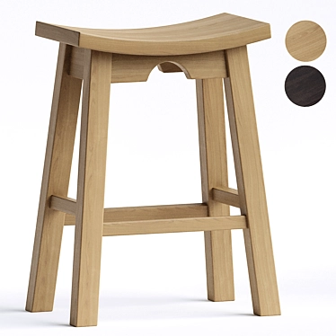 Elegant Black Wood Barstool 3D model image 1 