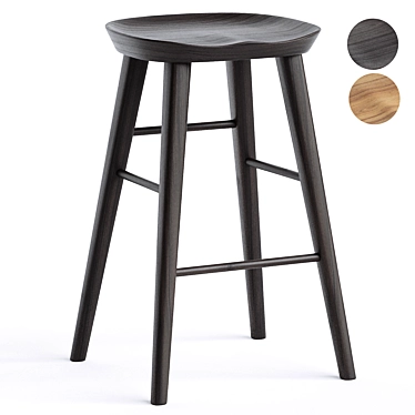 Modern Wood Counter Stool 3D model image 1 