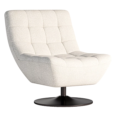 Elegant White Boucle Swivel Chair 3D model image 1 