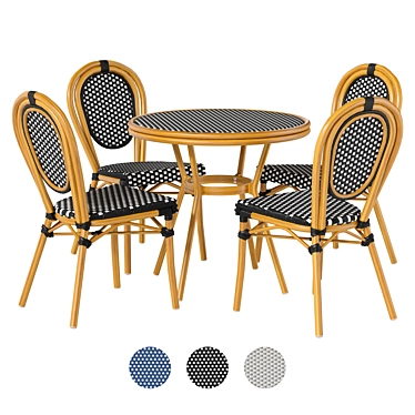 French Bistro Patio Furniture Set 3D model image 1 