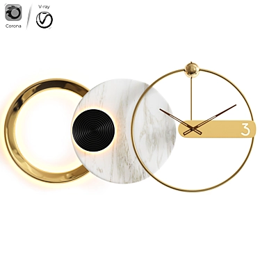 Gold Wall Clock with Wood Pointer Modern Wall Light