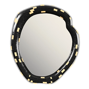 Handcrafted Black Horn Mosaic Mirror 3D model image 1 