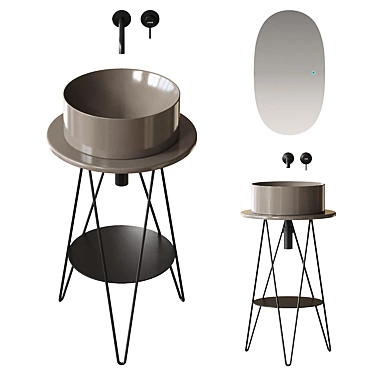 Gustav Metal Console Vanity Set 3D model image 1 