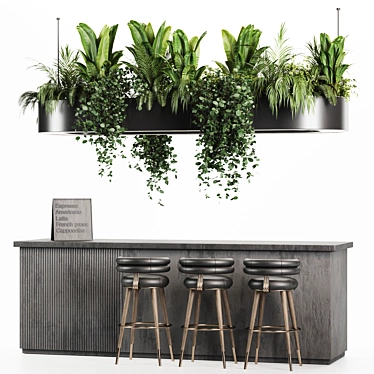 Modern Reception Desk with Plants 3D model image 1 