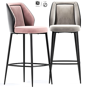 Marcello Faux Bar Stool Set 3D model image 1 