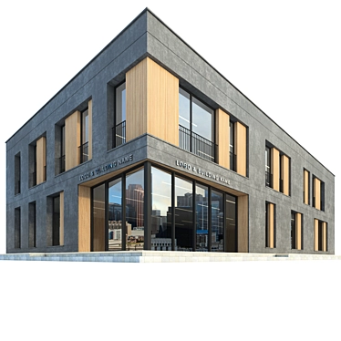 Detailed Modern Commercial Building Model 3D model image 1 