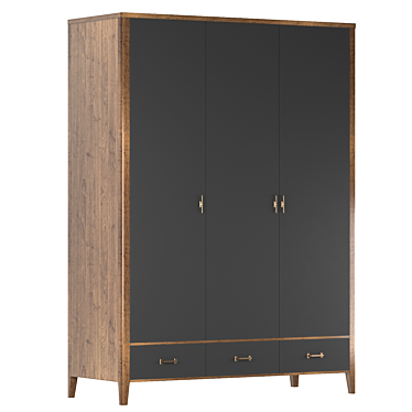 Parisian Chic Three-Door Wardrobe 3D model image 1 