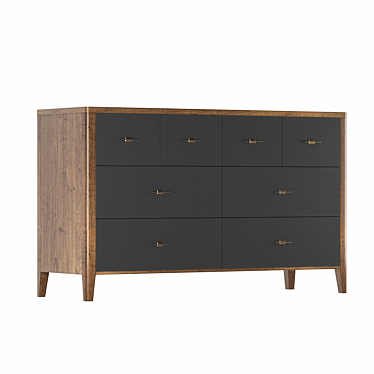 Parisian Chic Eight-Drawer Oak Chest 3D model image 1 