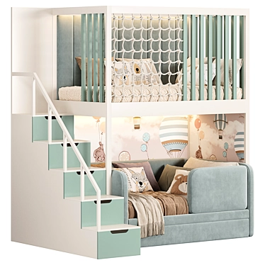  Loft Bed Furniture Set 3D model image 1 