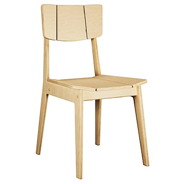 Three-Color Wooden Chair 3D model image 1 