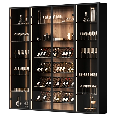 Elegant Wine Cabinet Set 3D model image 1 