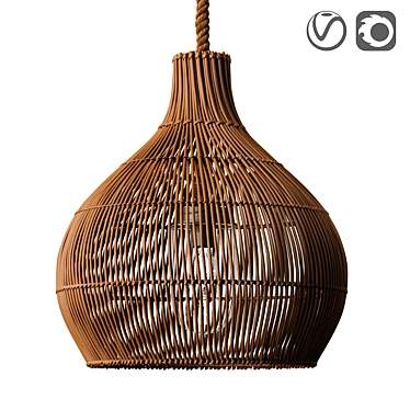 Natural Rattan Pendant Shade - MYRLEEN 3D model image 1 