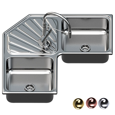 Modern Stainless Steel Sink Set 3D model image 1 