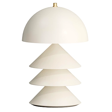 Stacked Bone and Brass Powder-Coated Table Lamp with Peekaboo Silver Leaf Shade