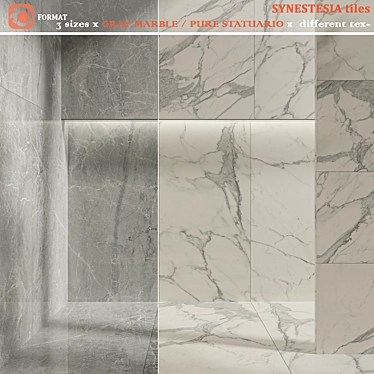 SYNESTESIA Gray Marble Statuario Tiles 3D model image 1 