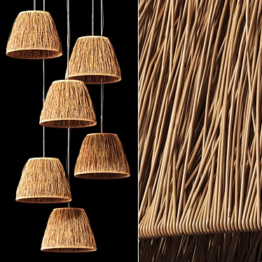 Elegant Wicker Lamp Set, 3D 3D model image 1 