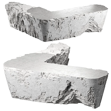 Custom Concrete Corner Island Table. 3D model image 1 