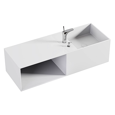 Modern White Wall Mount Basin 3D model image 1 