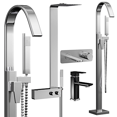  Stylish Tap & Shower Set 3D model image 1 