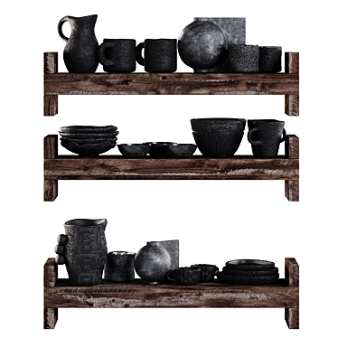 Set of black pottery to fill shelves