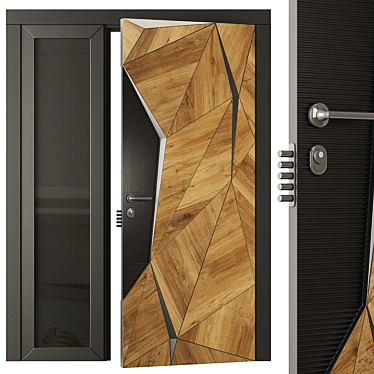 Modern Entrance Door Set60 3D model image 1 