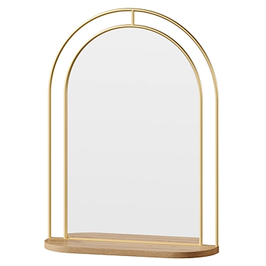 Decadent Arched Gold Wall Mirror 3D model image 1 