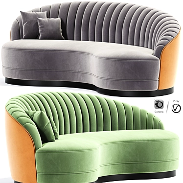 Contemporary Sinuous Curved Sofa 3D model image 1 