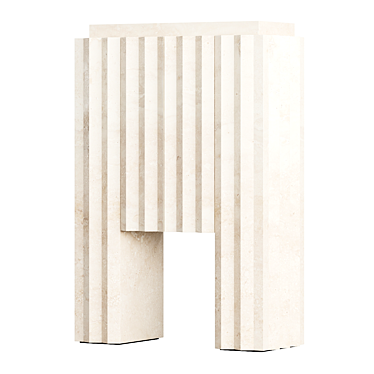 Artisanal Travertine Walnut Cabinet 3D model image 1 