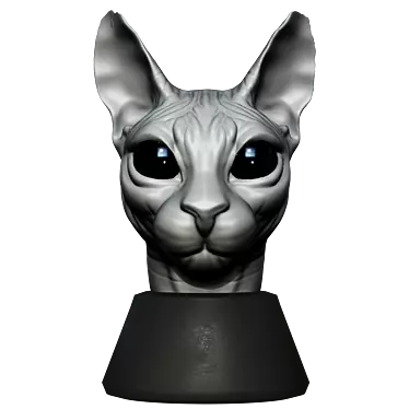 Sphinx Cat Head Figurine Decor 3D model image 1 