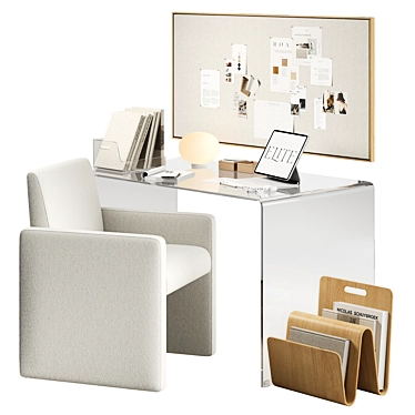 Modern Workspace Furniture Set 3D model image 1 