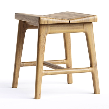 Modern Oak Small Stool 3D model image 1 