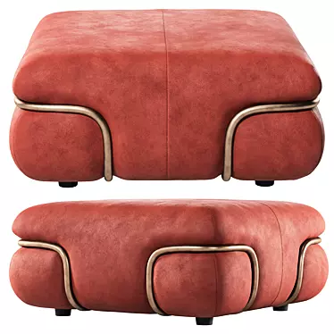 Luxurious Italian Leather Pouf 3D model image 1 