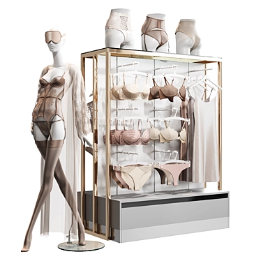 Double-sided Lingerie Stand with Mannequin 3D model image 1 