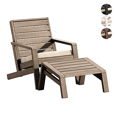 Solid Wood Adirondack Chair Set 3D model image 1 