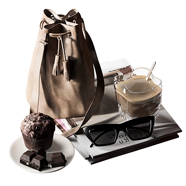 Decorative set with coffee and muffin