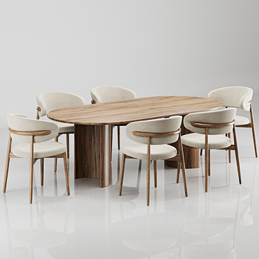 Modern Dining Chair & Table 3D model image 1 