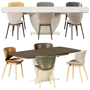 Modern Boconcept Hamilton Fiorentina Dining Set 3D model image 1 