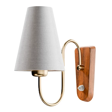 Swedish Fabric Sconce Brass Oak 3D model image 1 