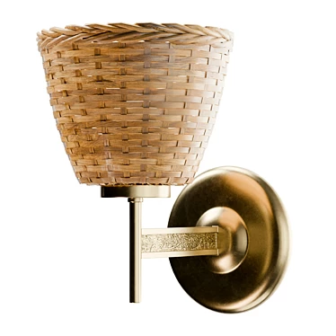  Scandinavian Rattan Brass Wall Sconces 3D model image 1 