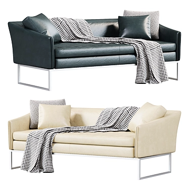 Eco-Leather Triple Office Sofa 3D model image 1 