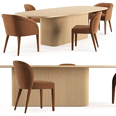 Luxury Dining Table Set with Chairs 3D model image 1 