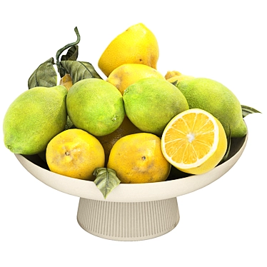 Handcrafted Green Yellow Lemons Bowl 3D model image 1 